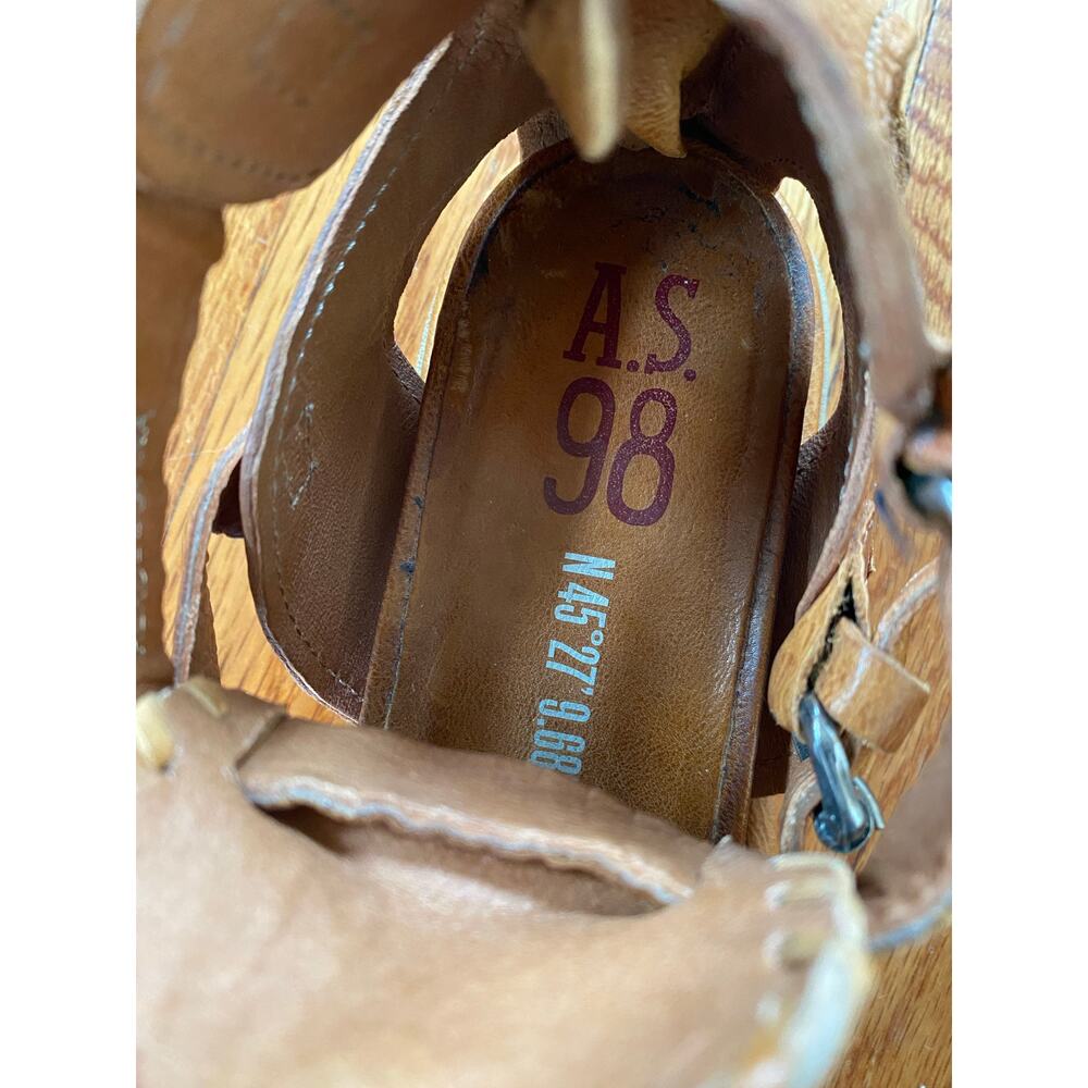 AS 98 Hera Sandals Tan Leather Studded Gladiator Size 40/ US 9 - Picture 5 of 7